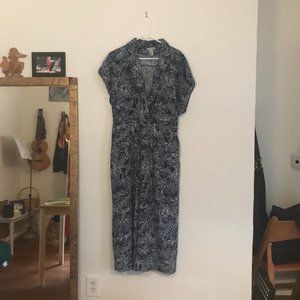 Blue Floral crop leg jumpsuit